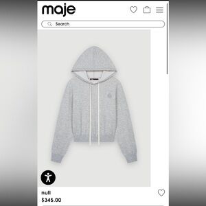 Maje grey hoodie sweatshirt size 1 / S